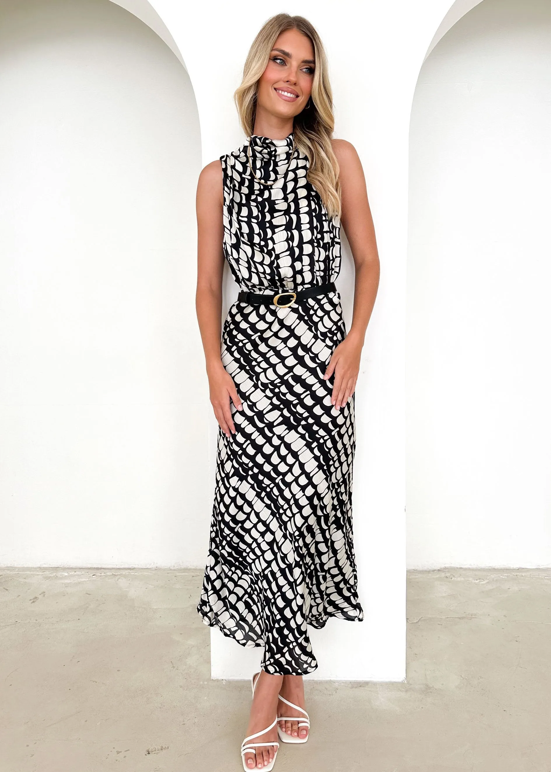 Lucia Midi Dress - Black Abstract sold by Gingham & Heels product image thumbnail 3