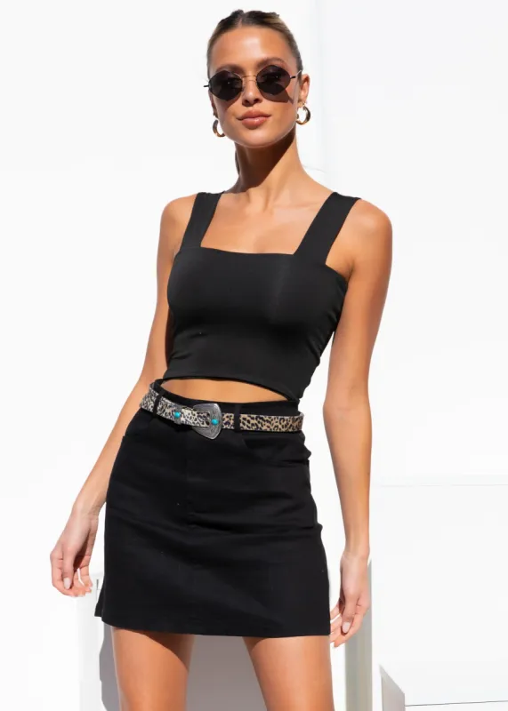 Tell Me About It Crop - Black sold by Gingham & Heels