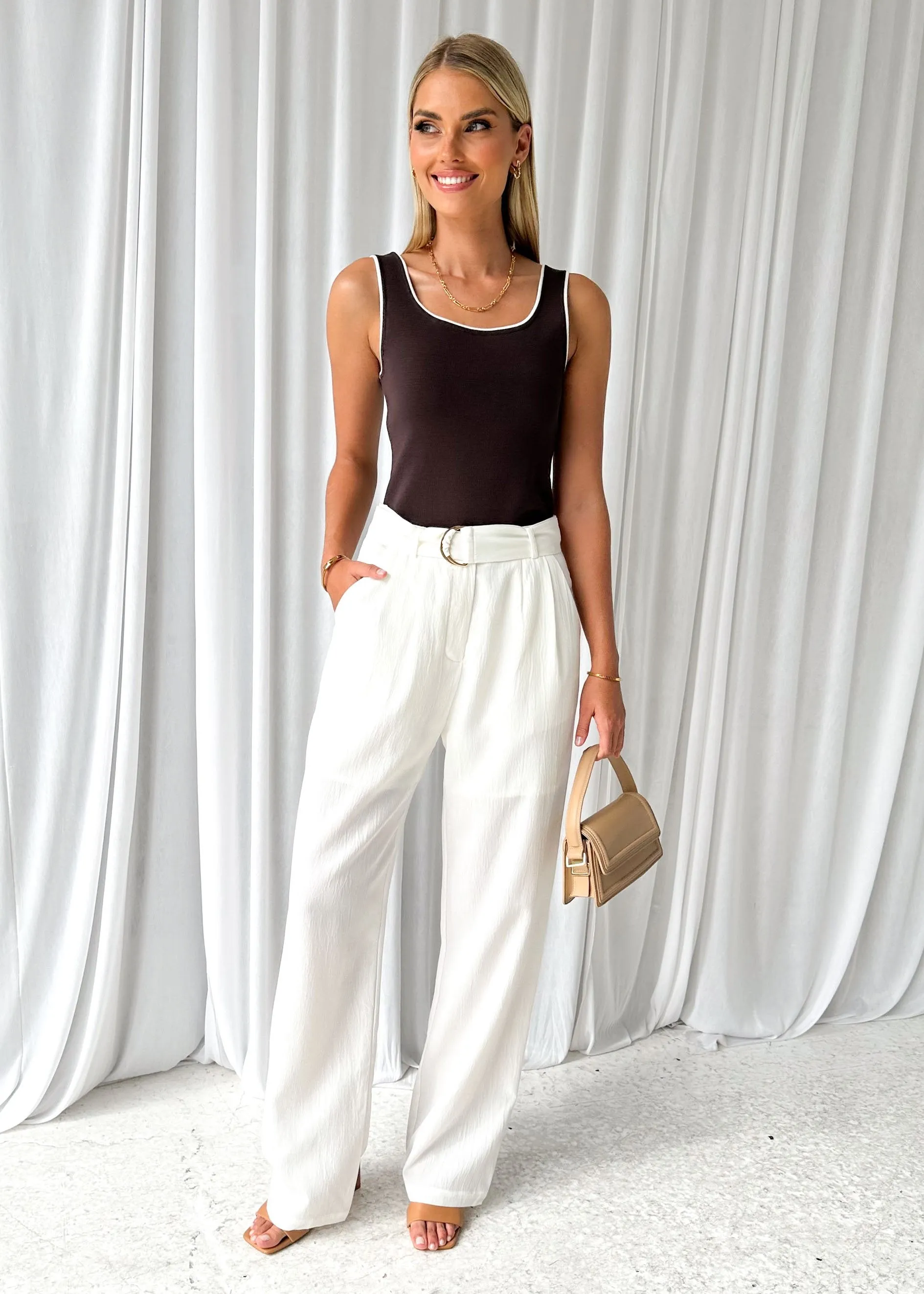 Ferloe Pants - Off White sold by Gingham & Heels