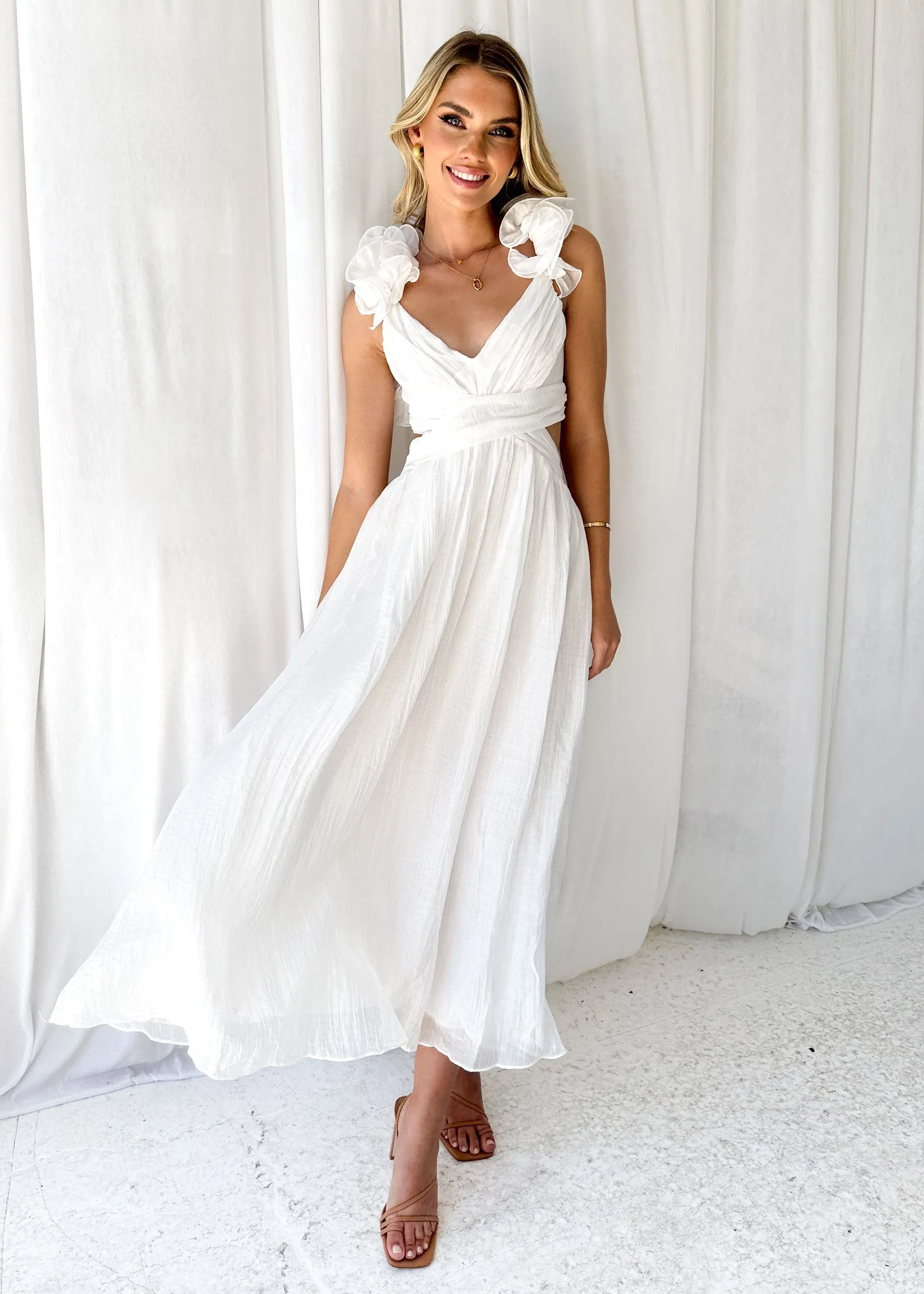 Rincess Maxi Dress - Off White sold by Gingham & Heels