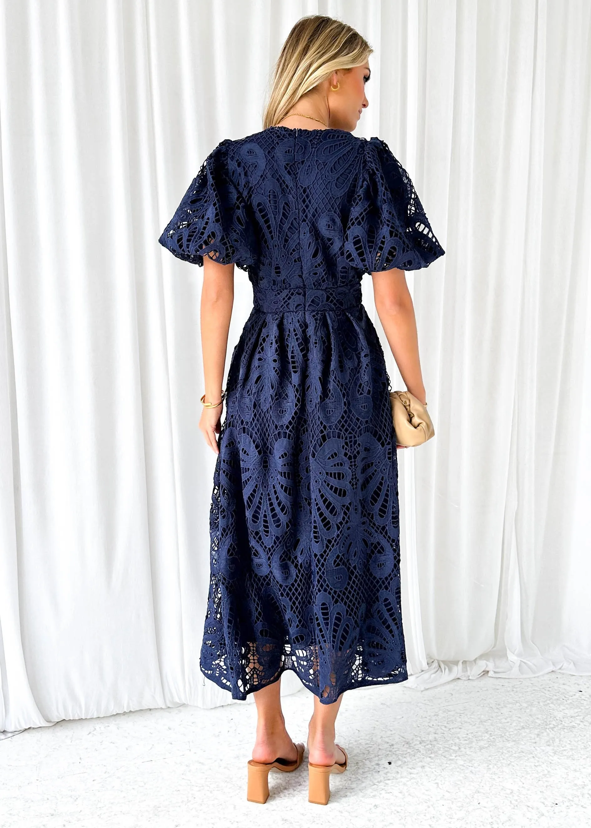Mari Lace Maxi Dress - Navy sold by Gingham & Heels product image thumbnail 5