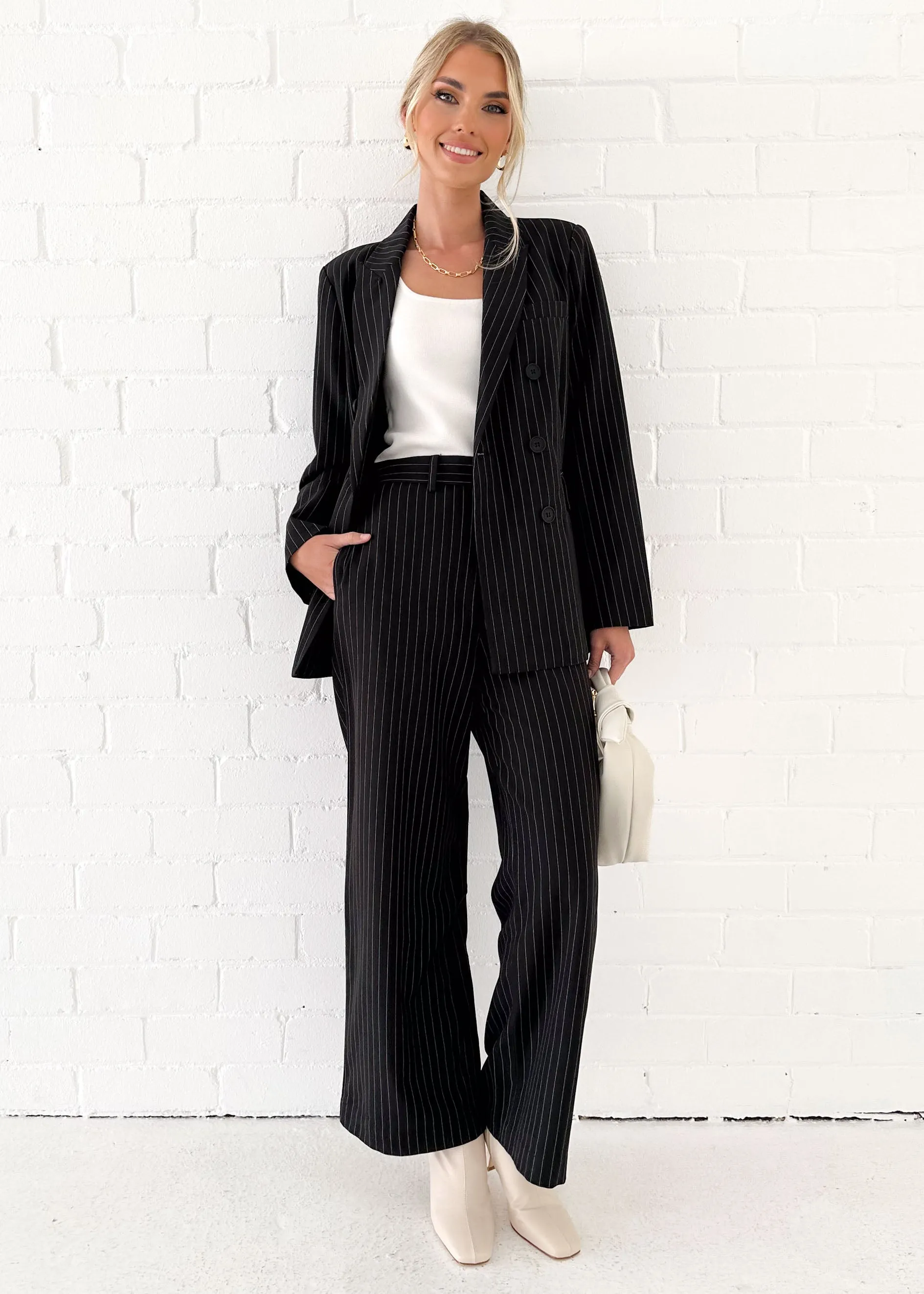 Corra Blazer - Black Pinstripe sold by Gingham & Heels product image thumbnail 2
