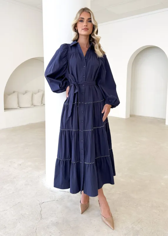 Ammara Maxi Dress - Navy sold by Gingham & Heels