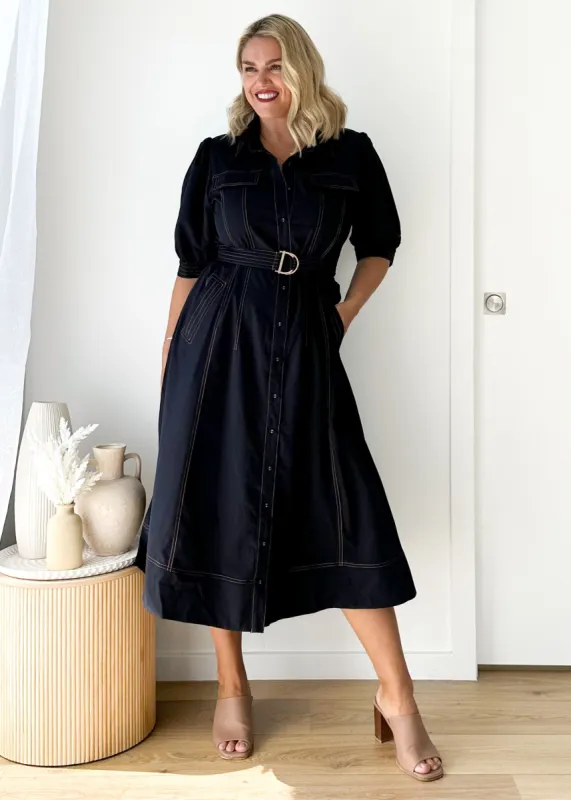 Augusta Midi Dress - Indigo sold by Gingham & Heels