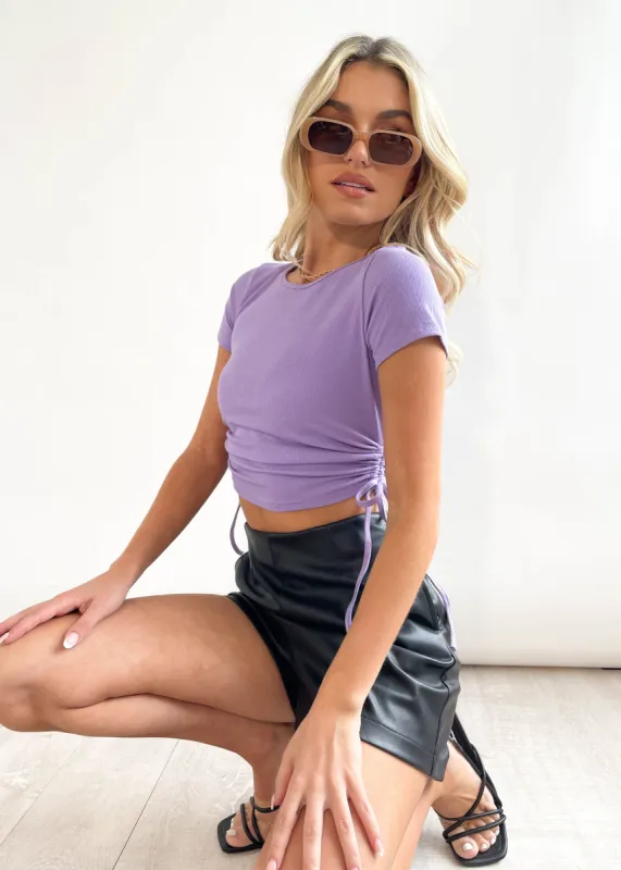 Addley Ruched Crop - Purple sold by Gingham & Heels