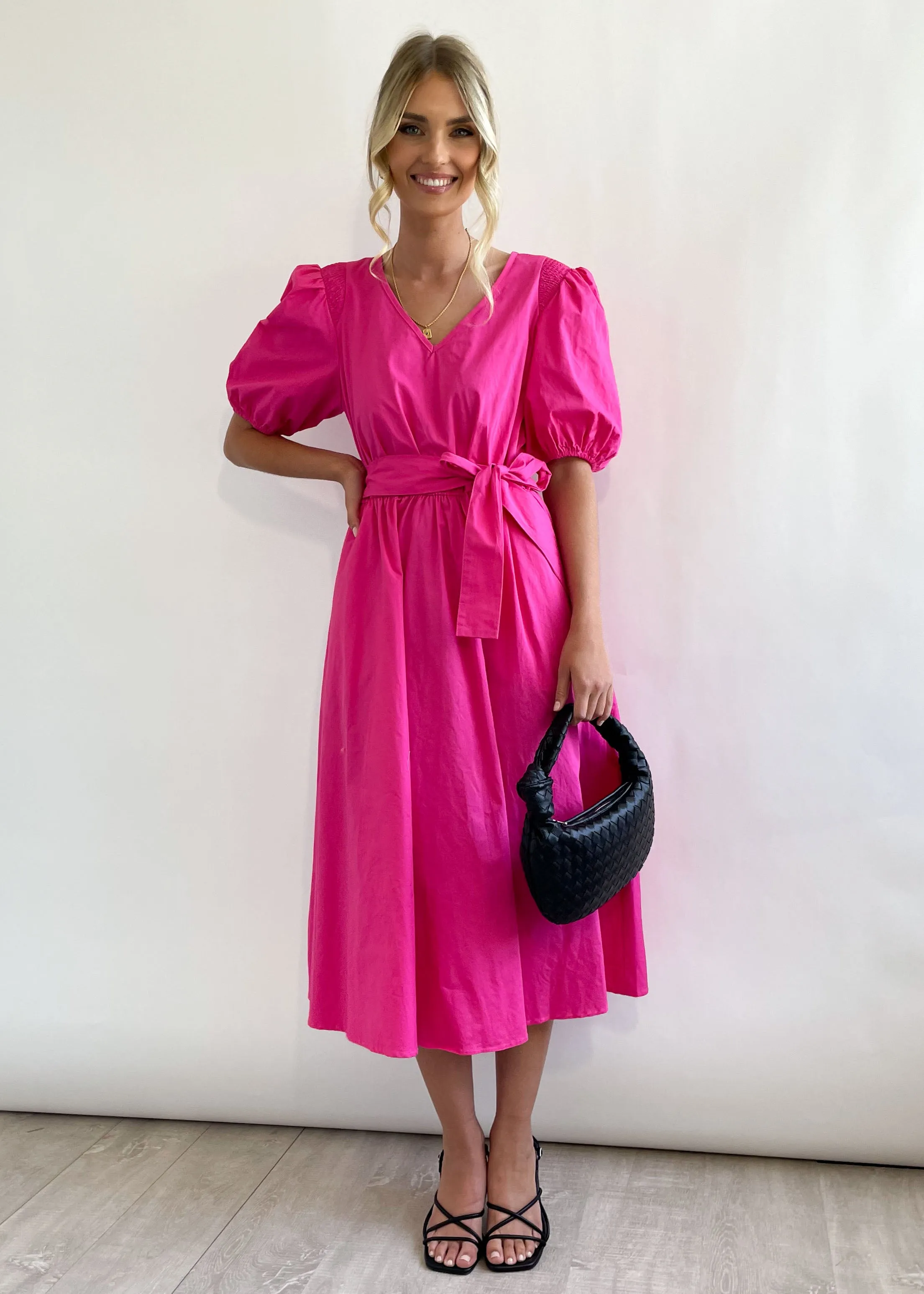 Annelise Midi Dress - Hot Pink sold by Gingham & Heels