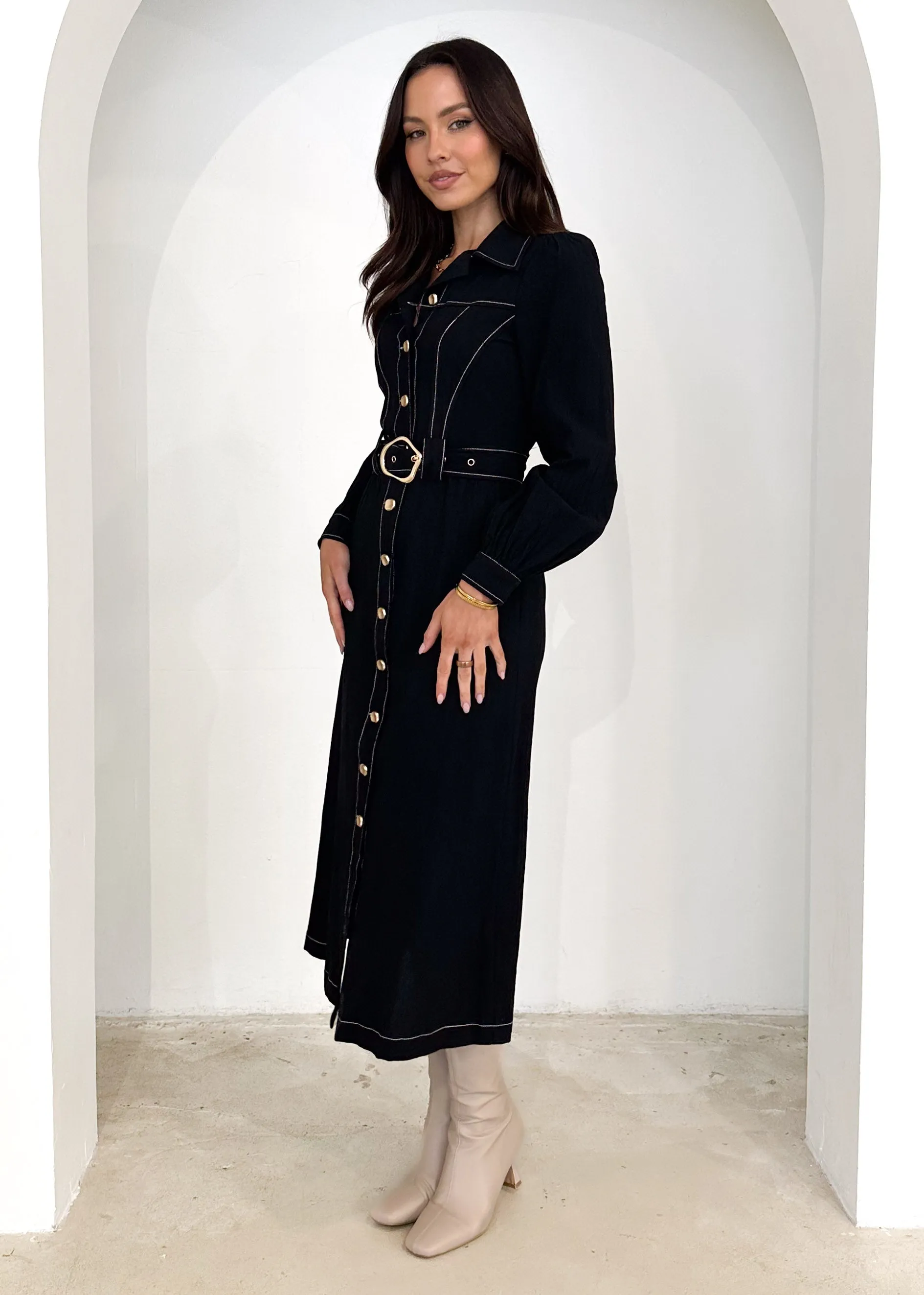 Leila Midi Dress - Black sold by Gingham & Heels product image thumbnail 4