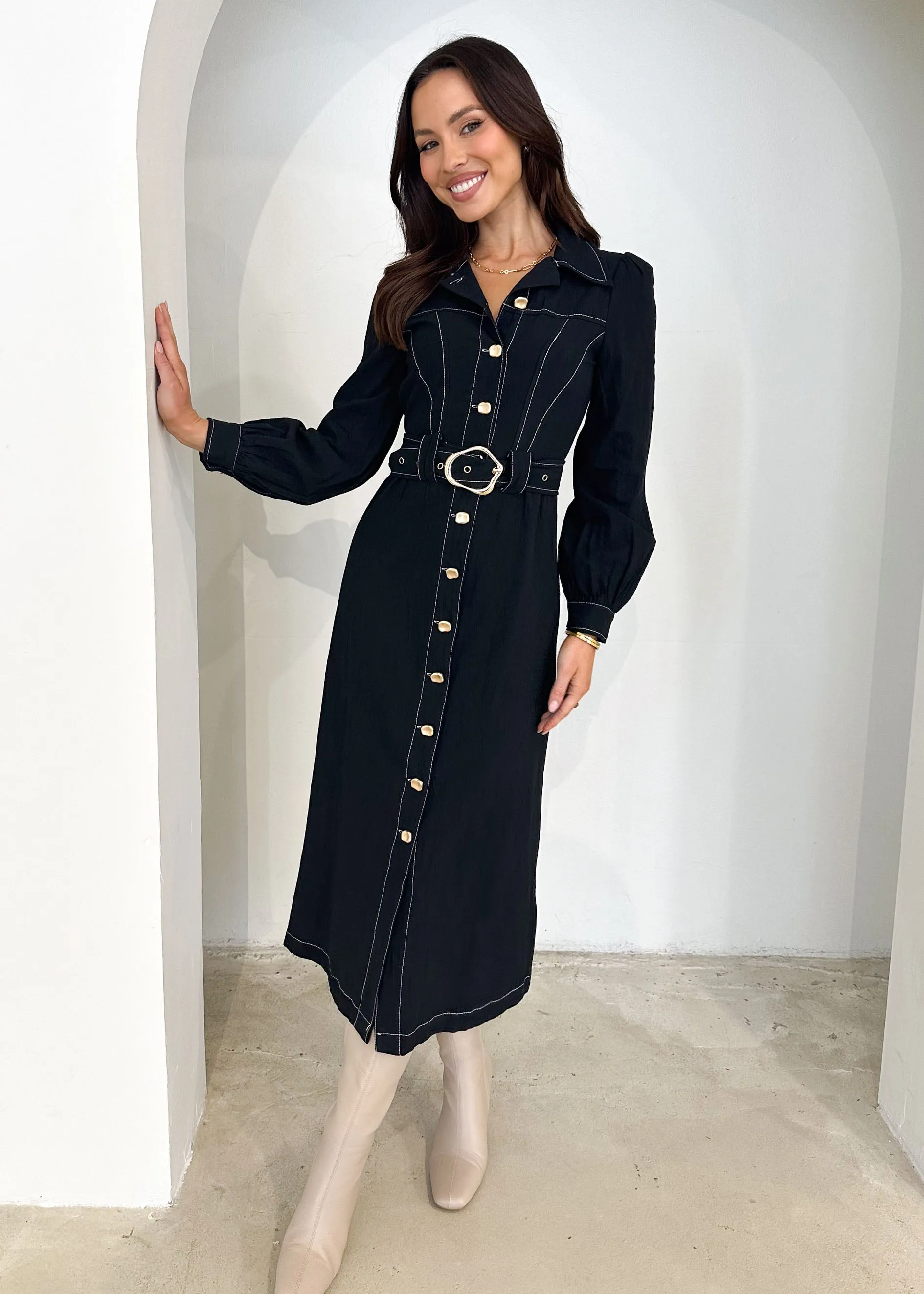 Leila Midi Dress - Black sold by Gingham & Heels product image thumbnail 2