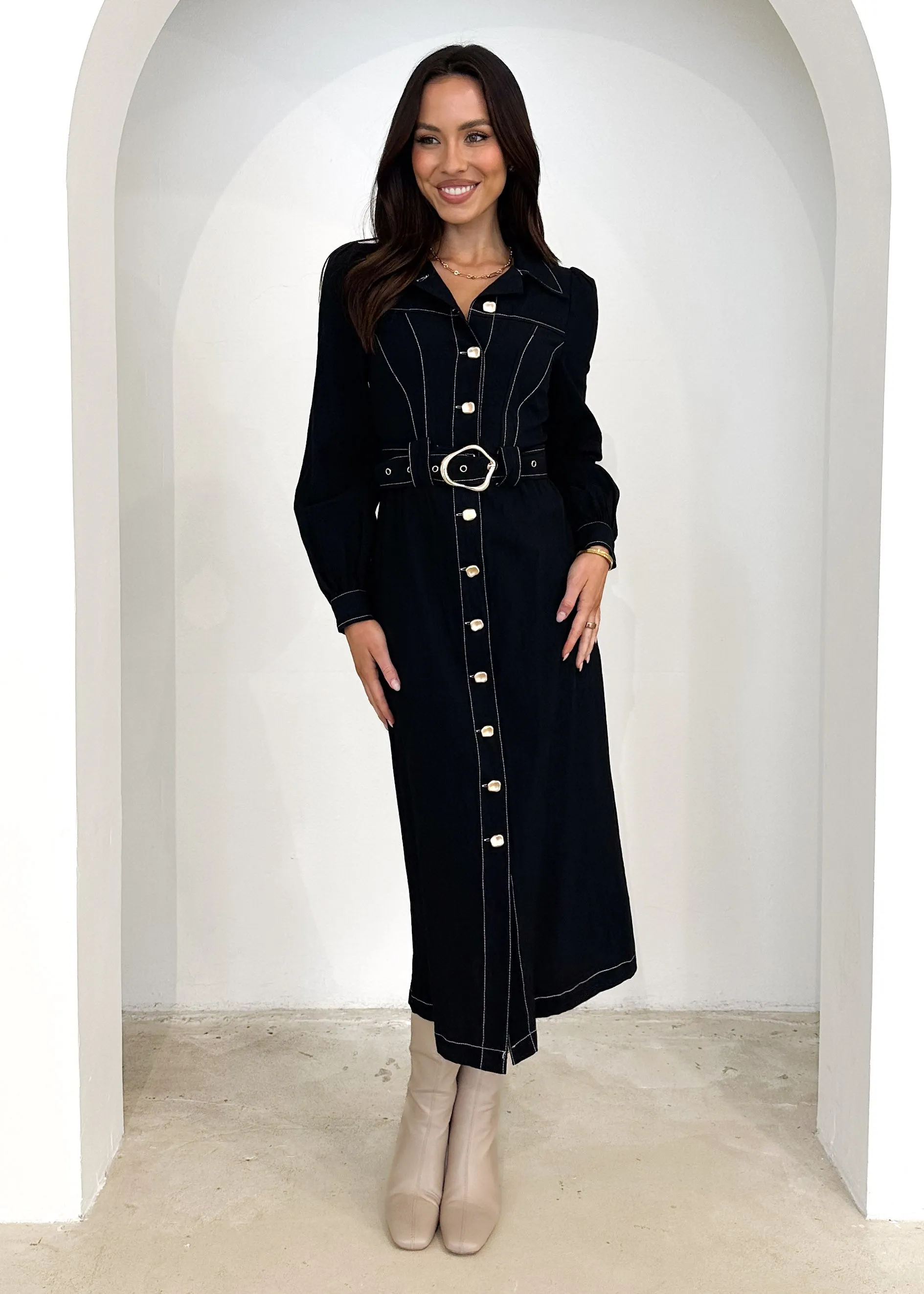 Leila Midi Dress - Black sold by Gingham & Heels product image thumbnail 3