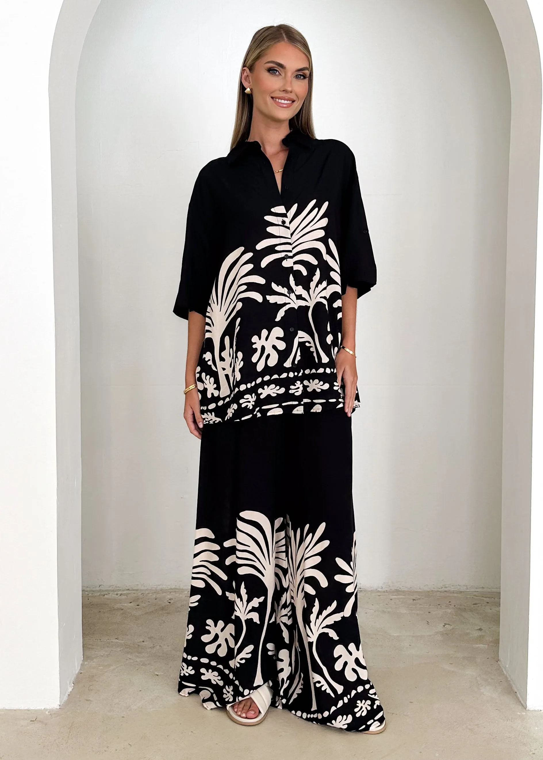 Rae Pants - Noir Palm sold by Gingham & Heels product image thumbnail 3