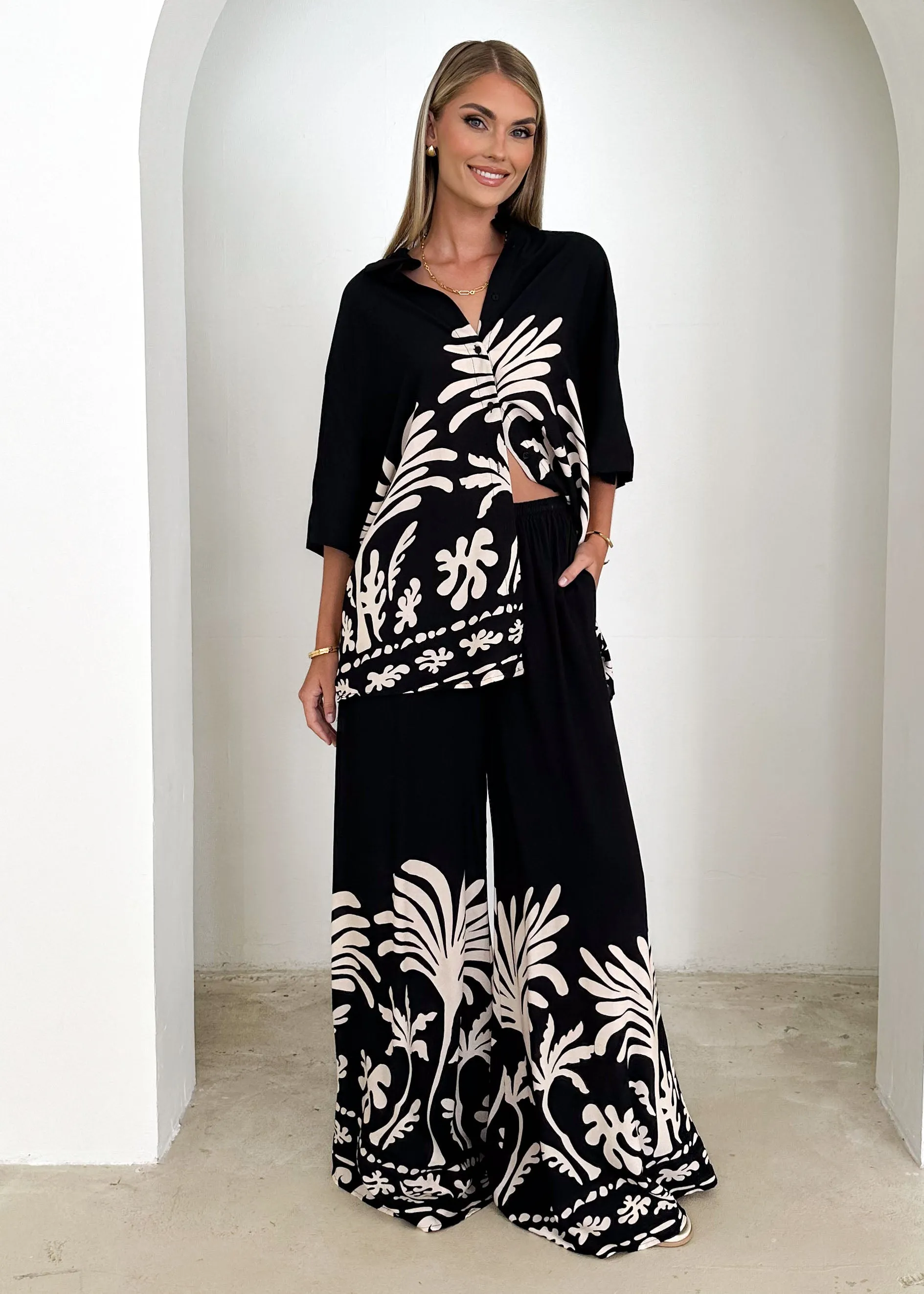 Rae Pants - Noir Palm sold by Gingham & Heels product image thumbnail 2