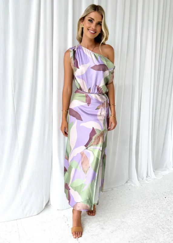 Lina One Shoulder Midi Dress - Fern Cabana sold by Gingham & Heels