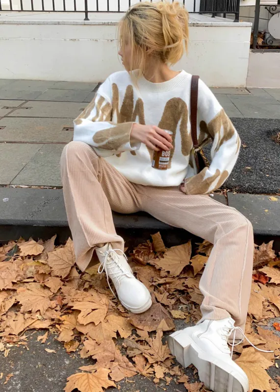 Chasing Stars Sweater - Coffee Stripe sold by Gingham & Heels