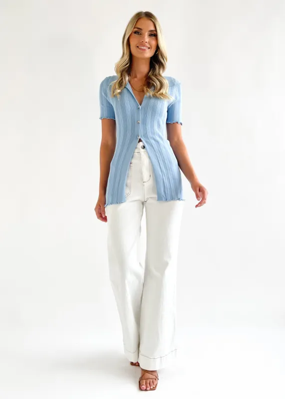 Morrison Knit Top - Blue sold by Gingham & Heels