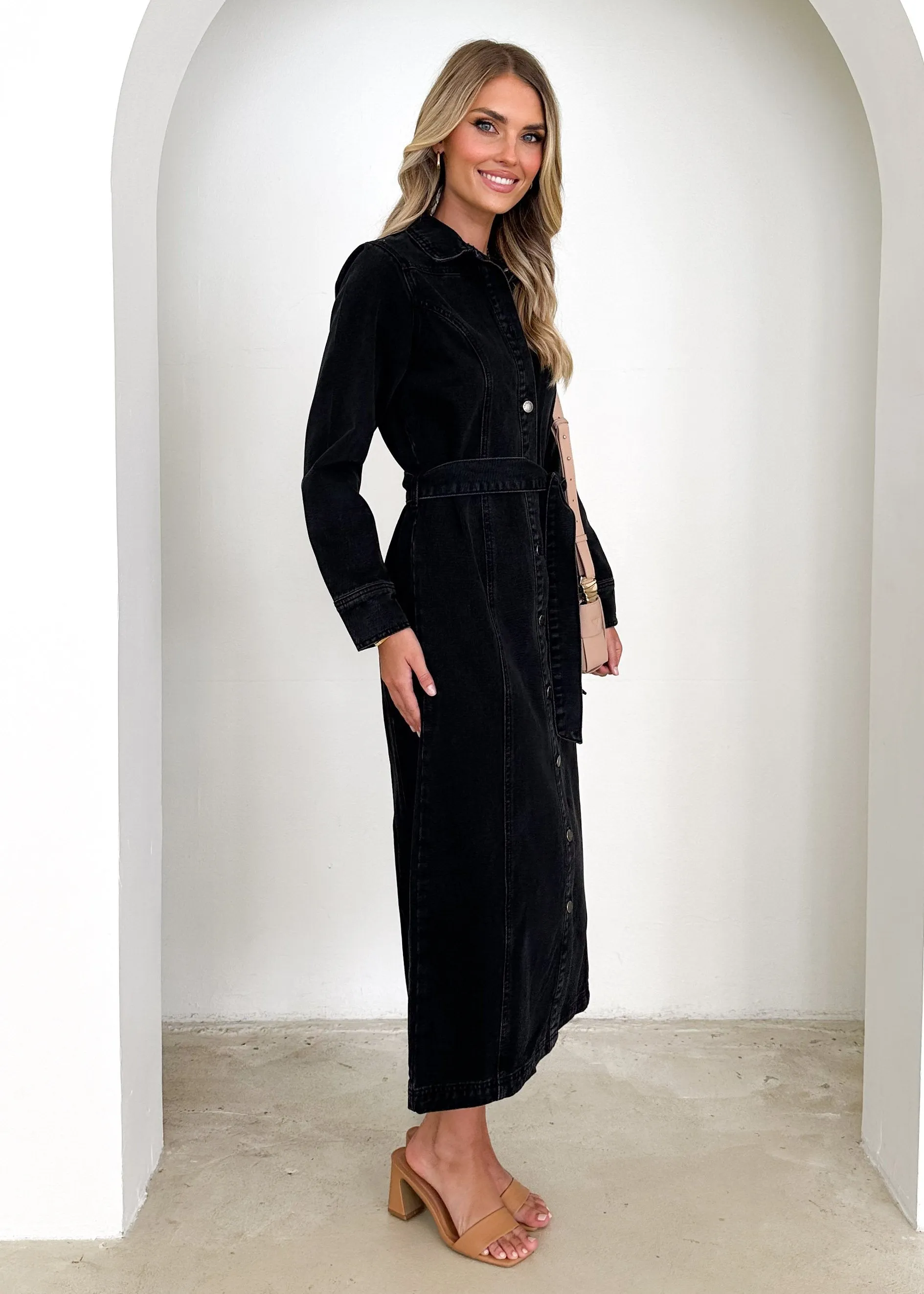 Aimee Denim Maxi Dress - Black sold by Gingham & Heels product image thumbnail 4