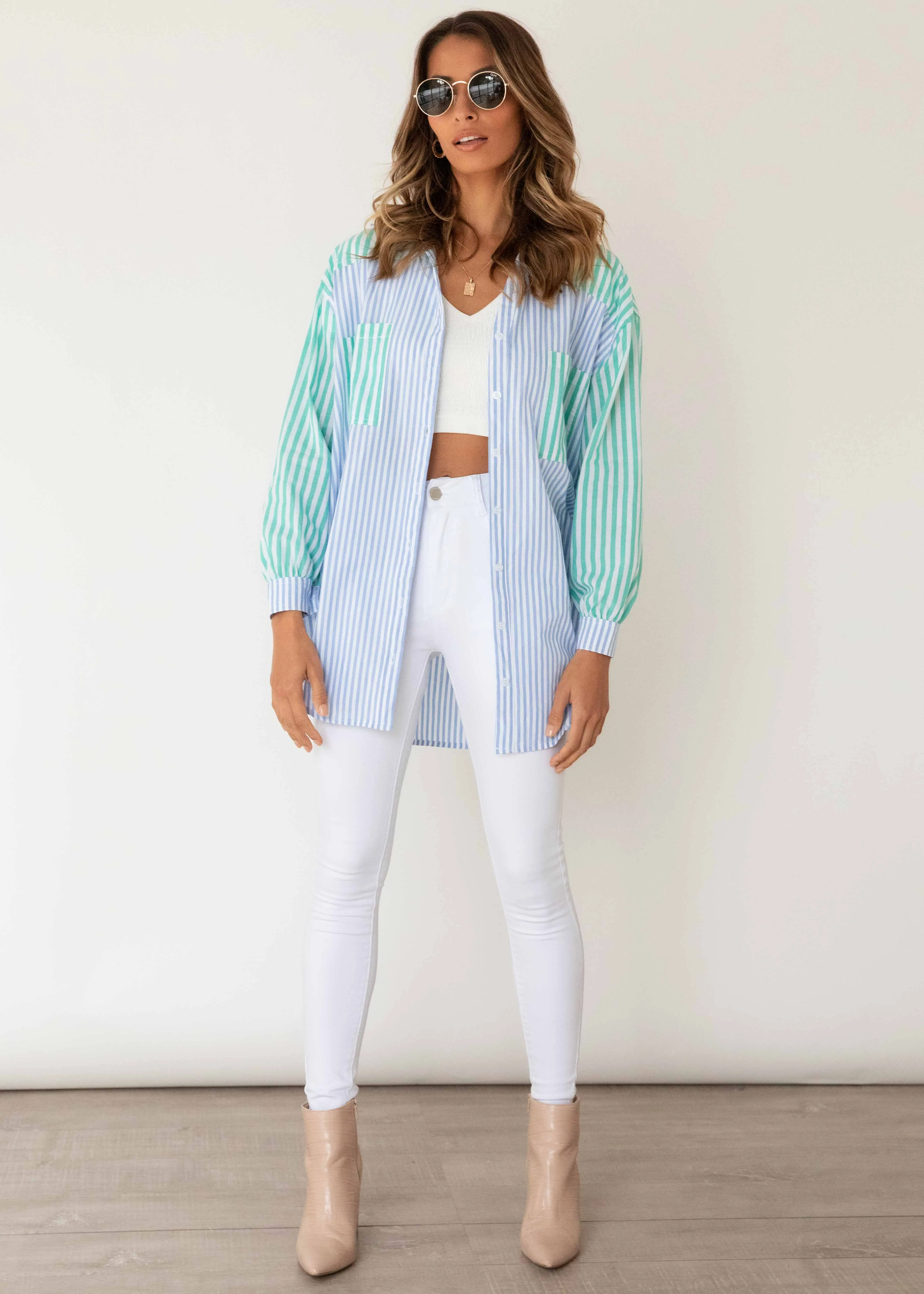 High Stakes Shirt - Sky Stripe sold by Gingham & Heels product image thumbnail 3