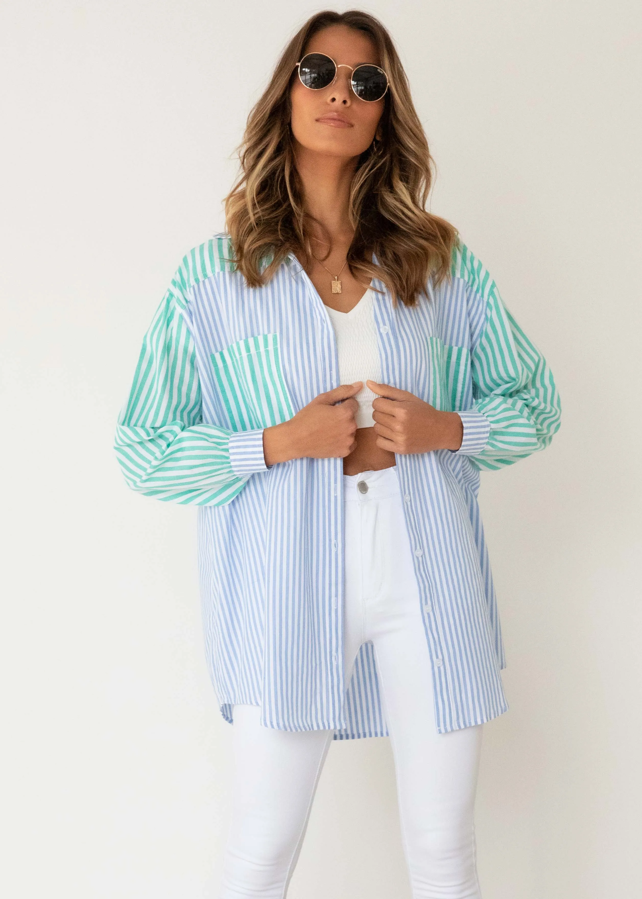 High Stakes Shirt - Sky Stripe sold by Gingham & Heels product image thumbnail 2