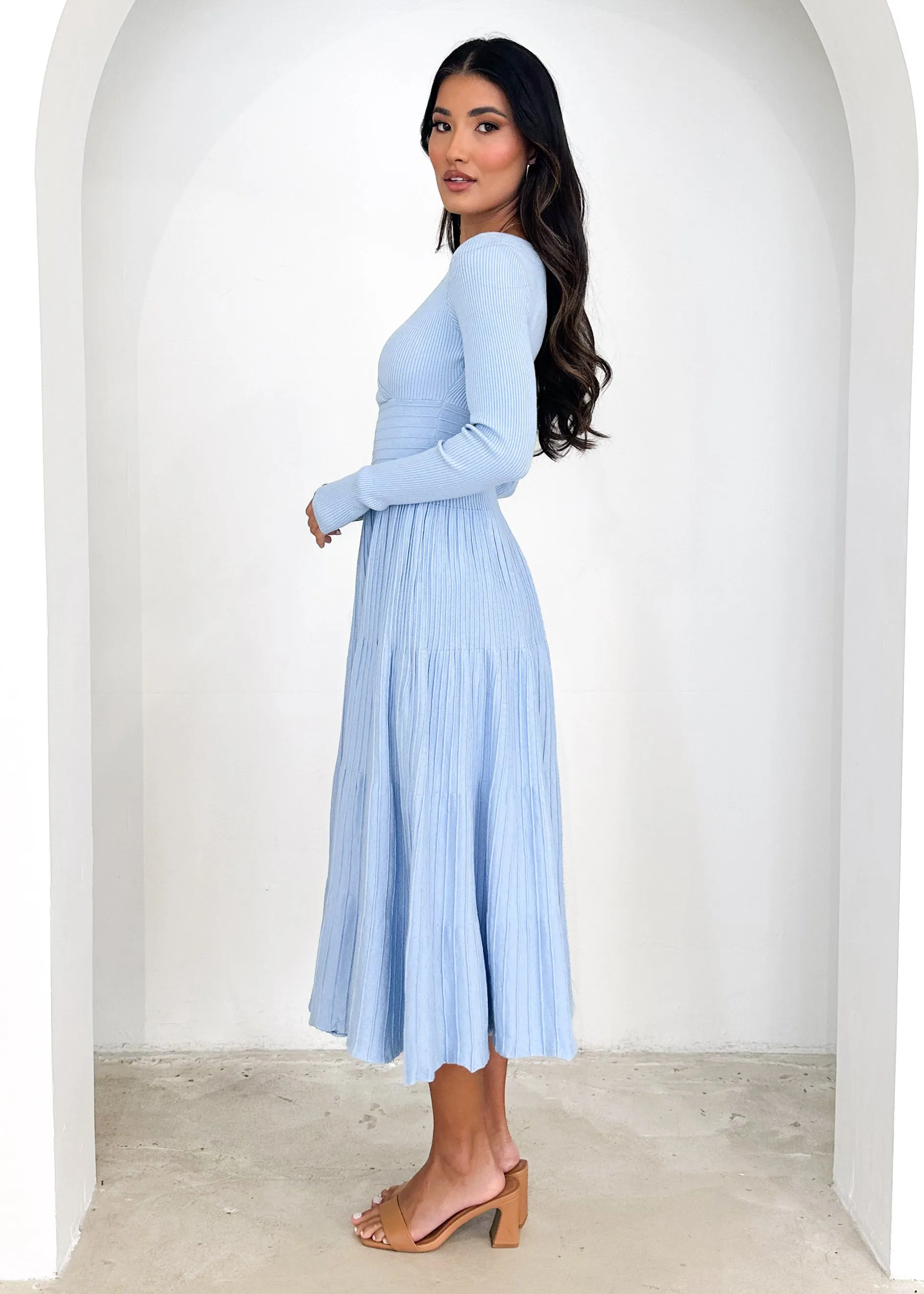 Alise Knit Midi Dress - Sky Blue sold by Gingham & Heels product image thumbnail 4