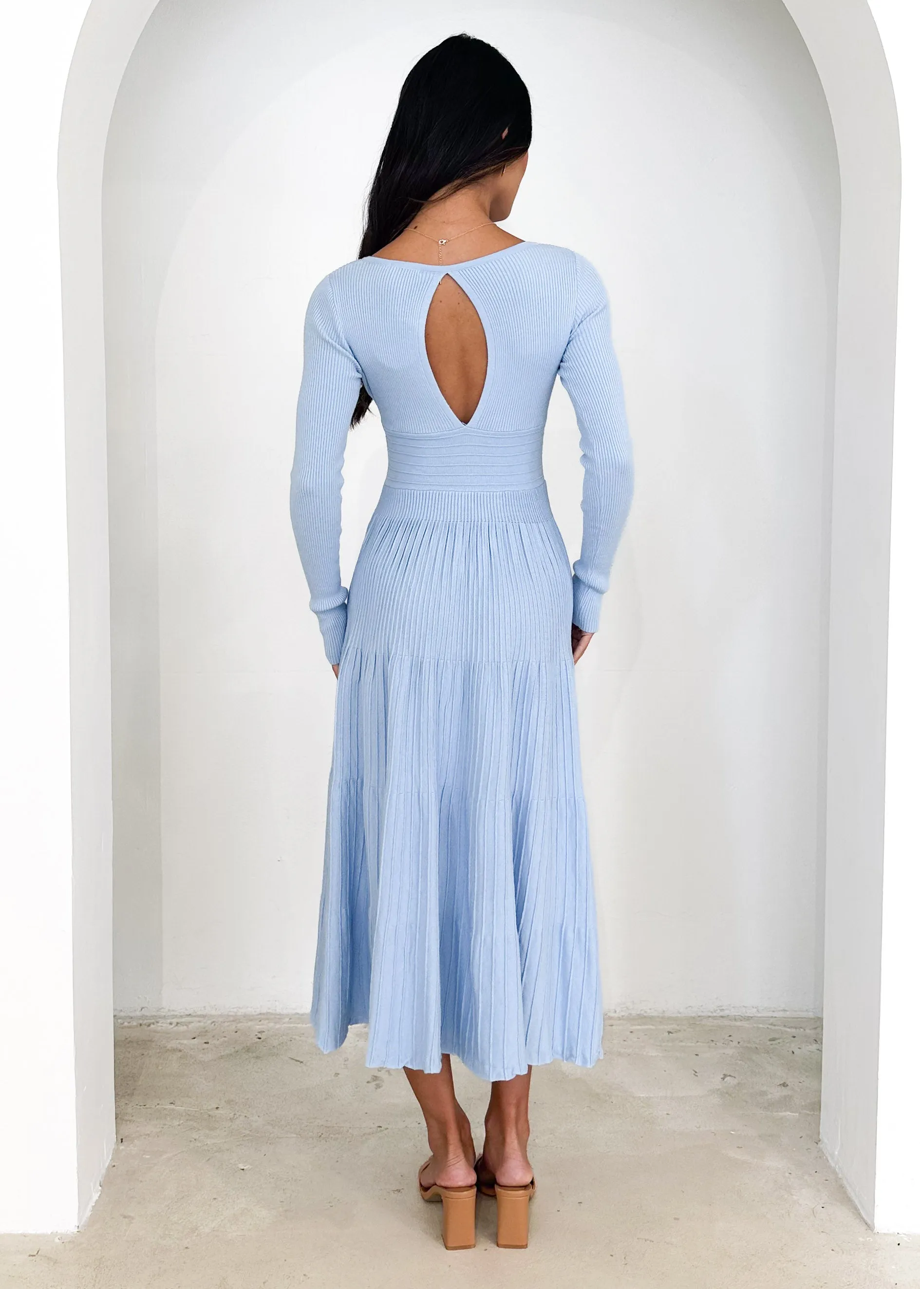 Alise Knit Midi Dress - Sky Blue sold by Gingham & Heels product image thumbnail 5