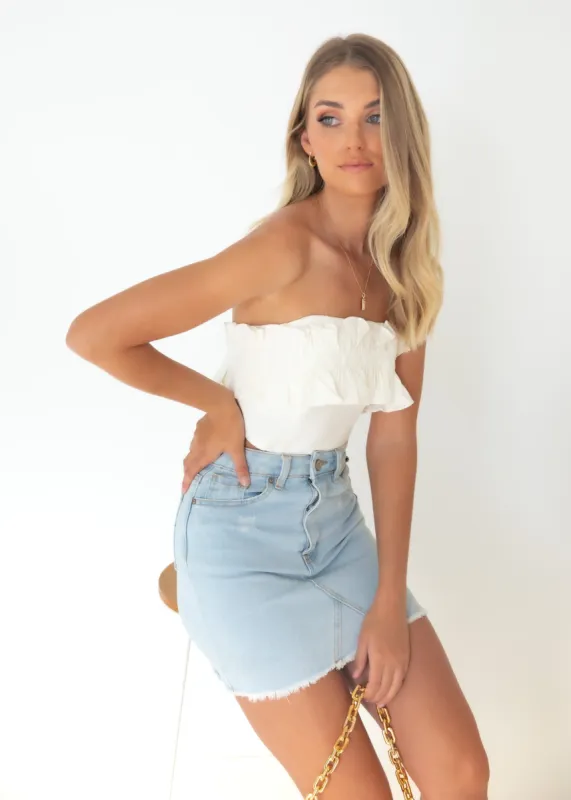 Xun Strapless Crop - Off White sold by Gingham & Heels