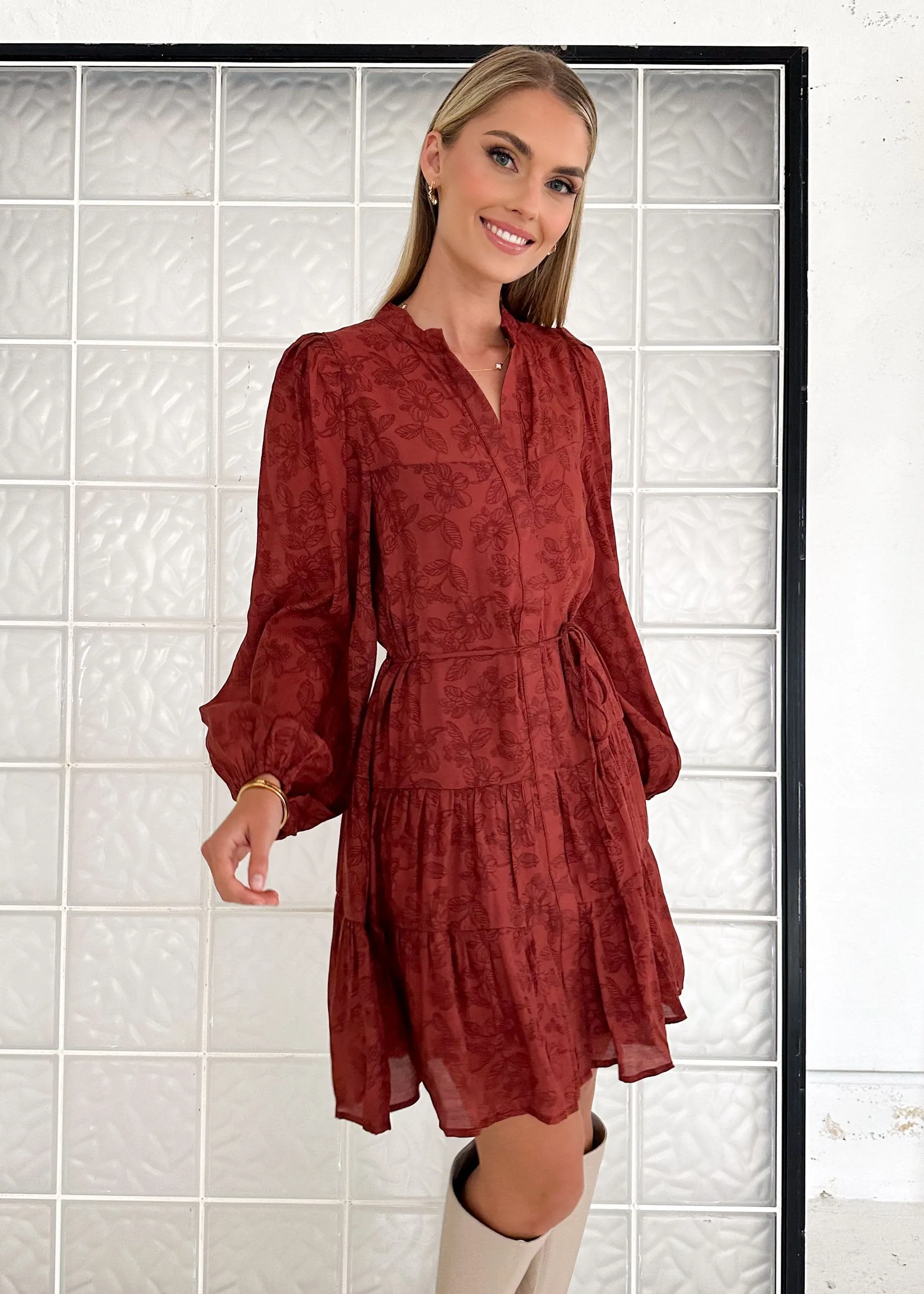 Lizrtae Dress - Burgundy sold by Gingham & Heels product image thumbnail 3