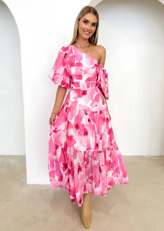 Onique Maxi Dress - Pink Watercolour sold by Gingham & Heels
