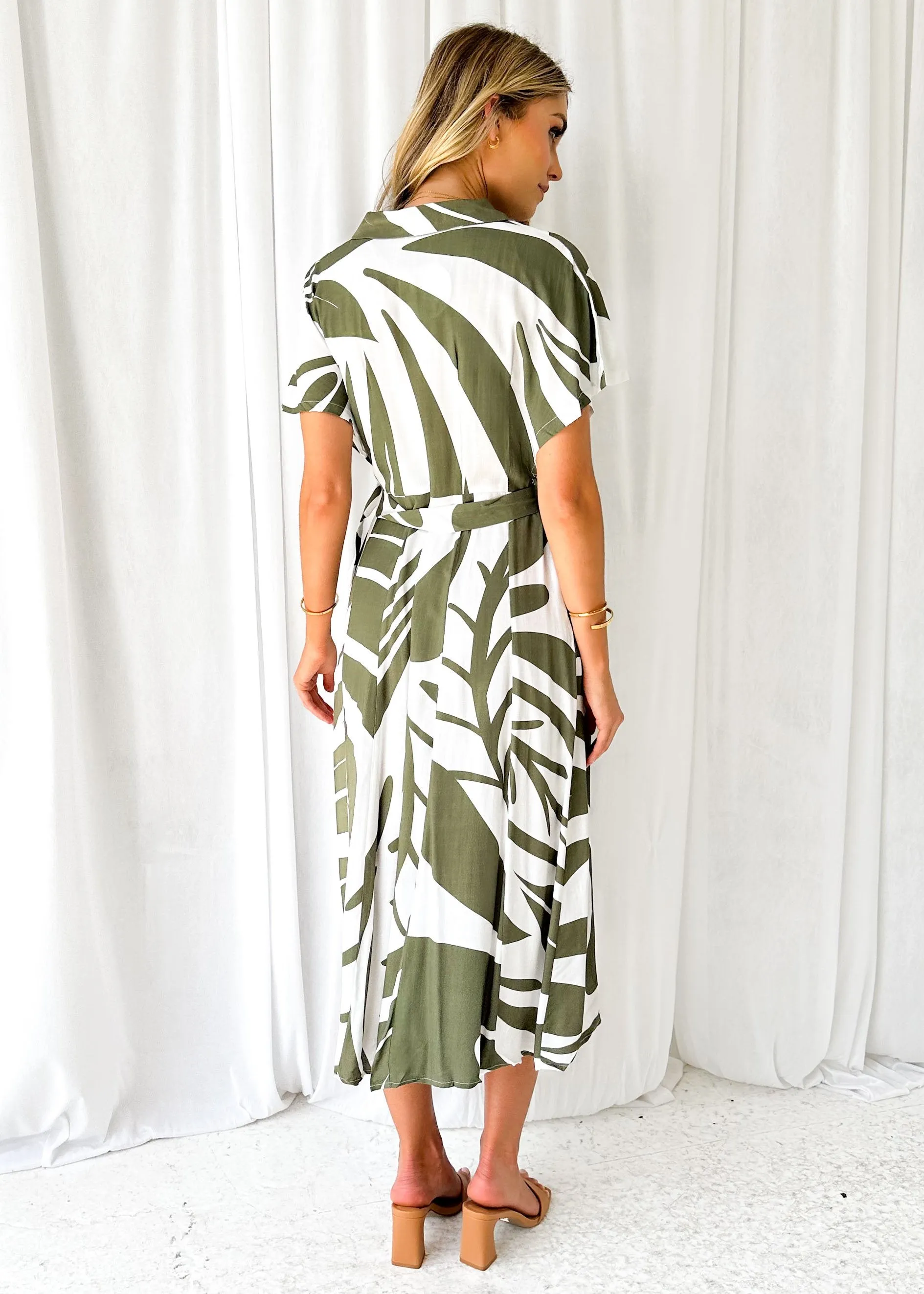Uyer Midi Dress - Khaki Abstract sold by Gingham & Heels product image thumbnail 5