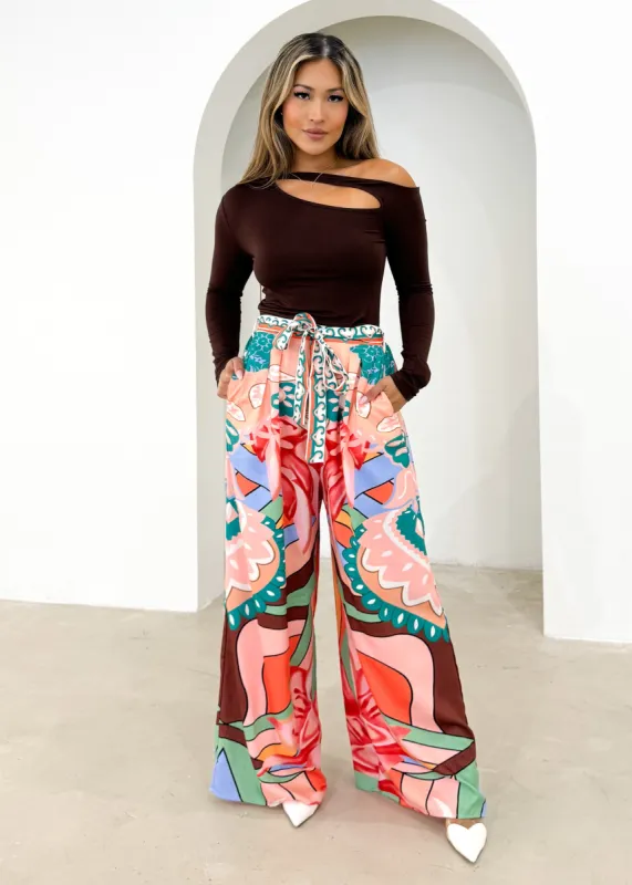 Learra Pants - Pink Abstract sold by Gingham & Heels