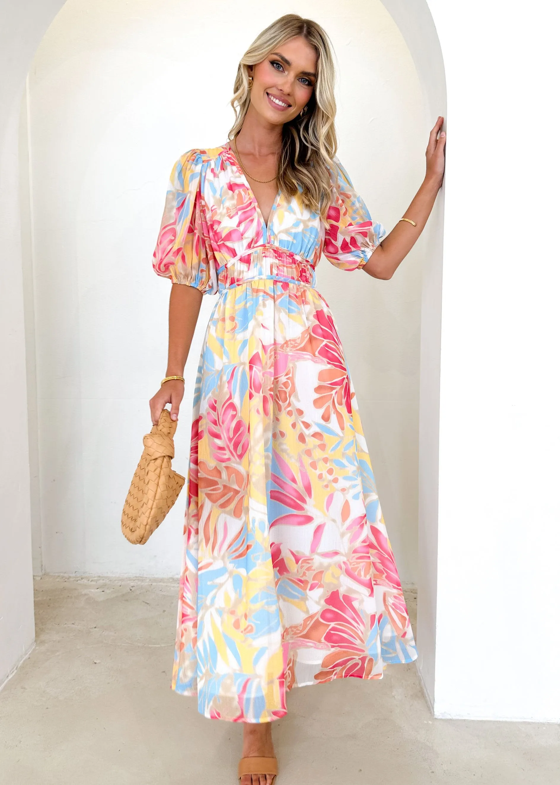 Zanette Midi Dress - Seaside Palm sold by Gingham & Heels