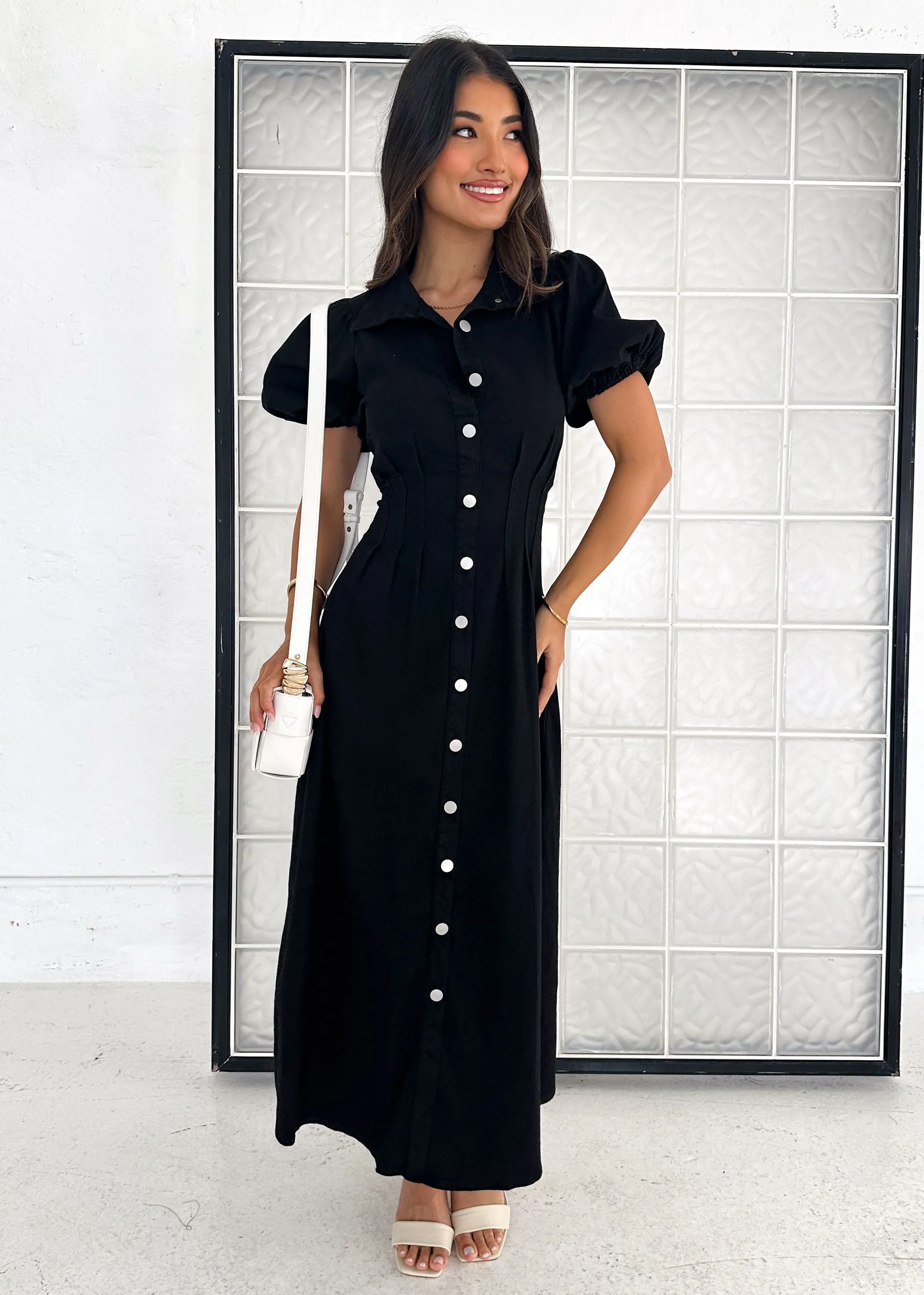 Acer Denim Midi Dress - Black sold by Gingham & Heels product image thumbnail 3