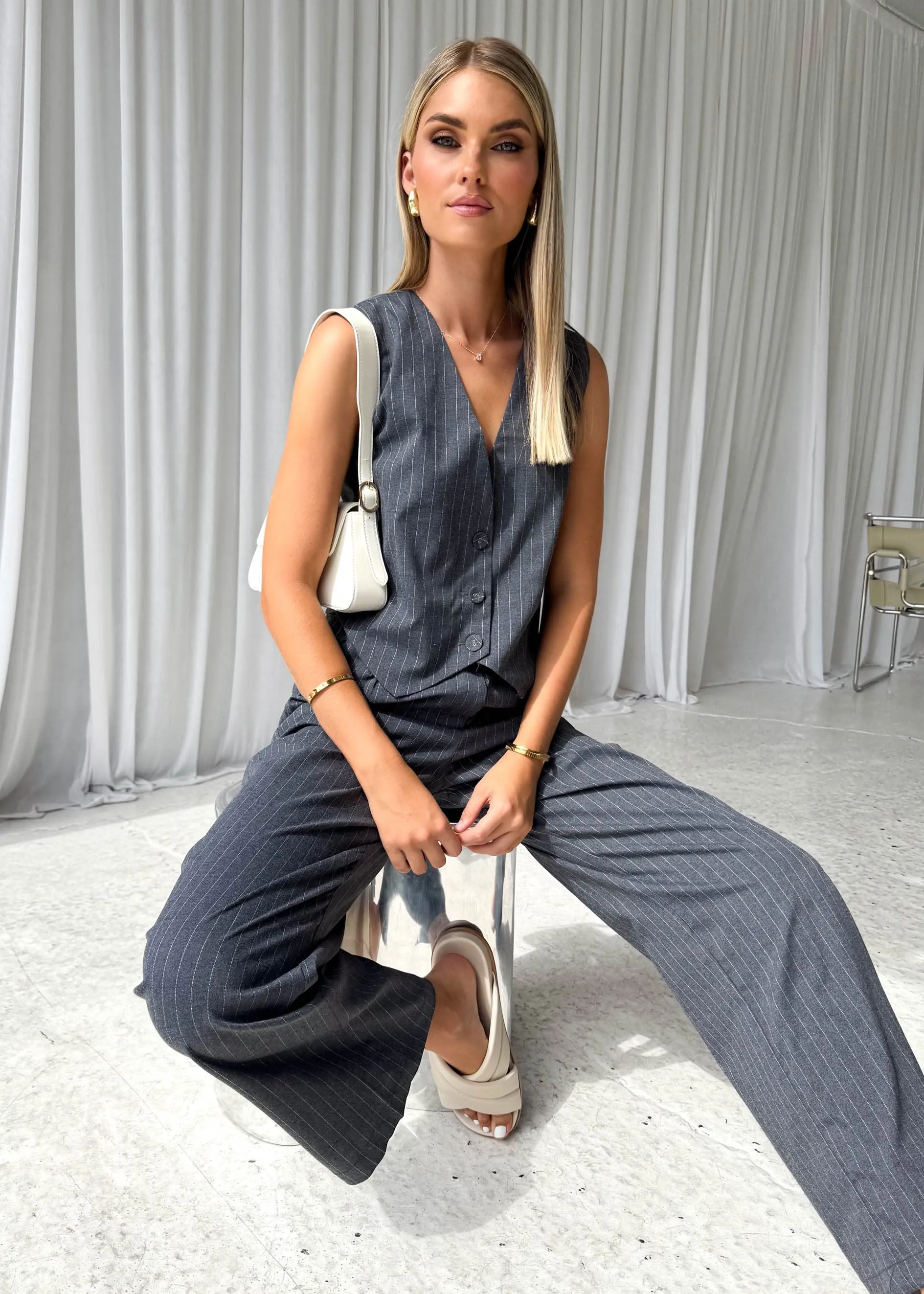 Bowwie Vest - Grey Pinstripe sold by Gingham & Heels product image thumbnail 3