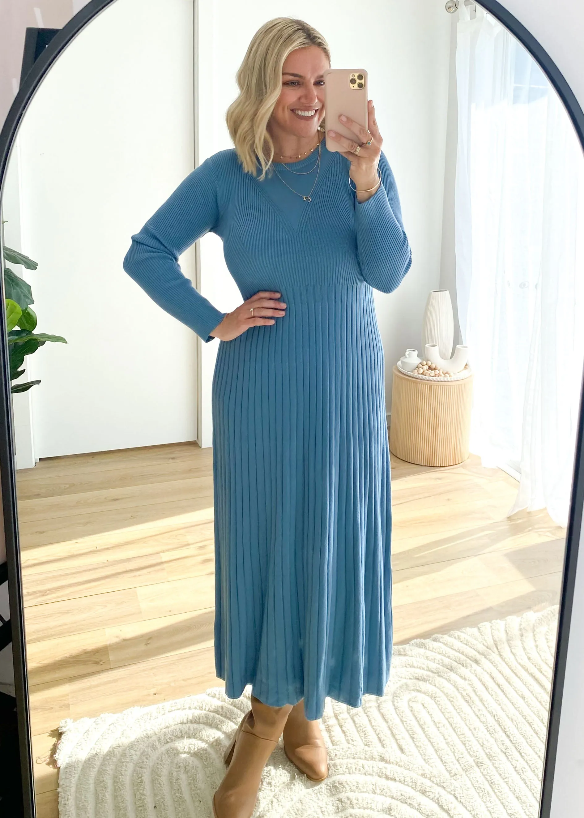 Robine Knit Midi Dress - Blue sold by Gingham & Heels product image thumbnail 2