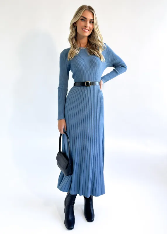 Robine Knit Midi Dress - Blue sold by Gingham & Heels