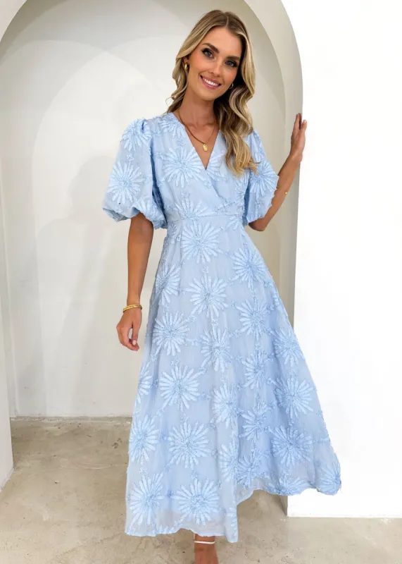 Azie Midi Dress - Powder Blue sold by Gingham & Heels