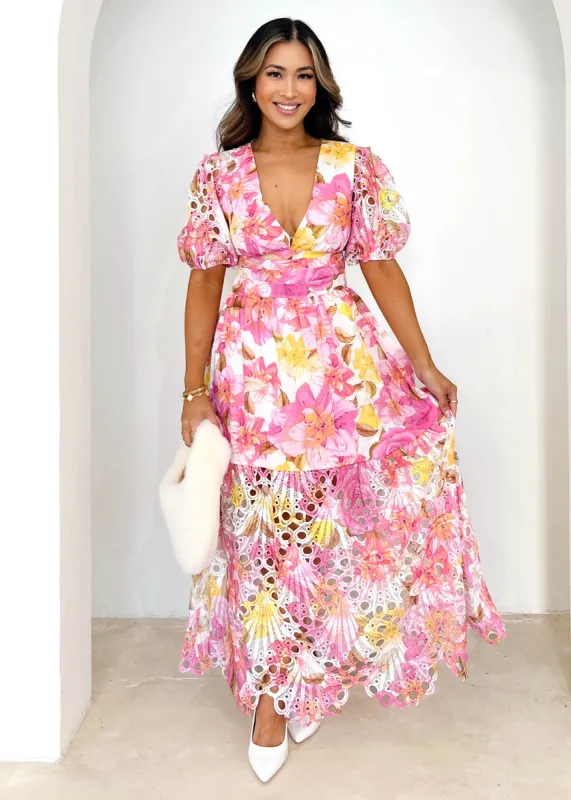 Stause Maxi Dress - Pink Floral sold by Gingham & Heels