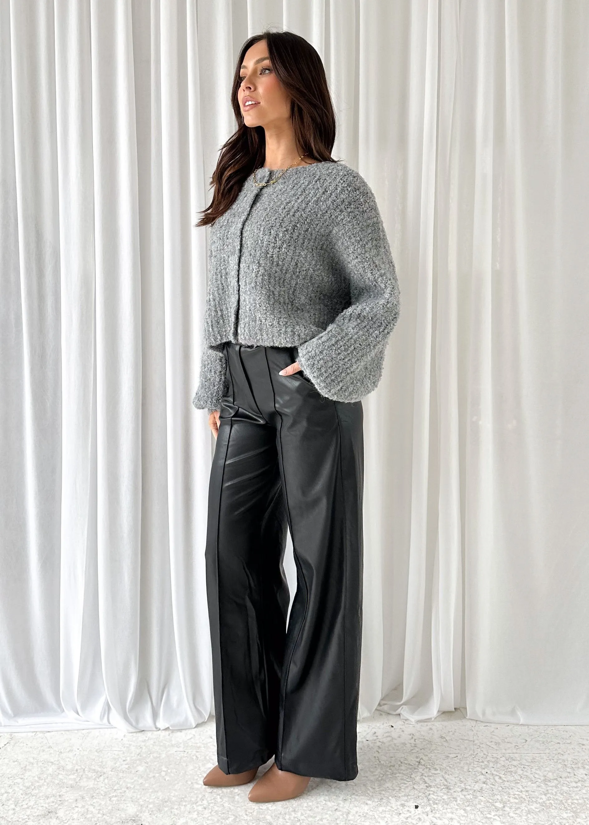 Gia Cropped Cardi - Grey sold by Gingham & Heels product image thumbnail 4