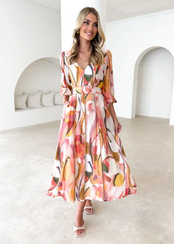 Mimska Midi Dress - Blush Mirage sold by Gingham & Heels