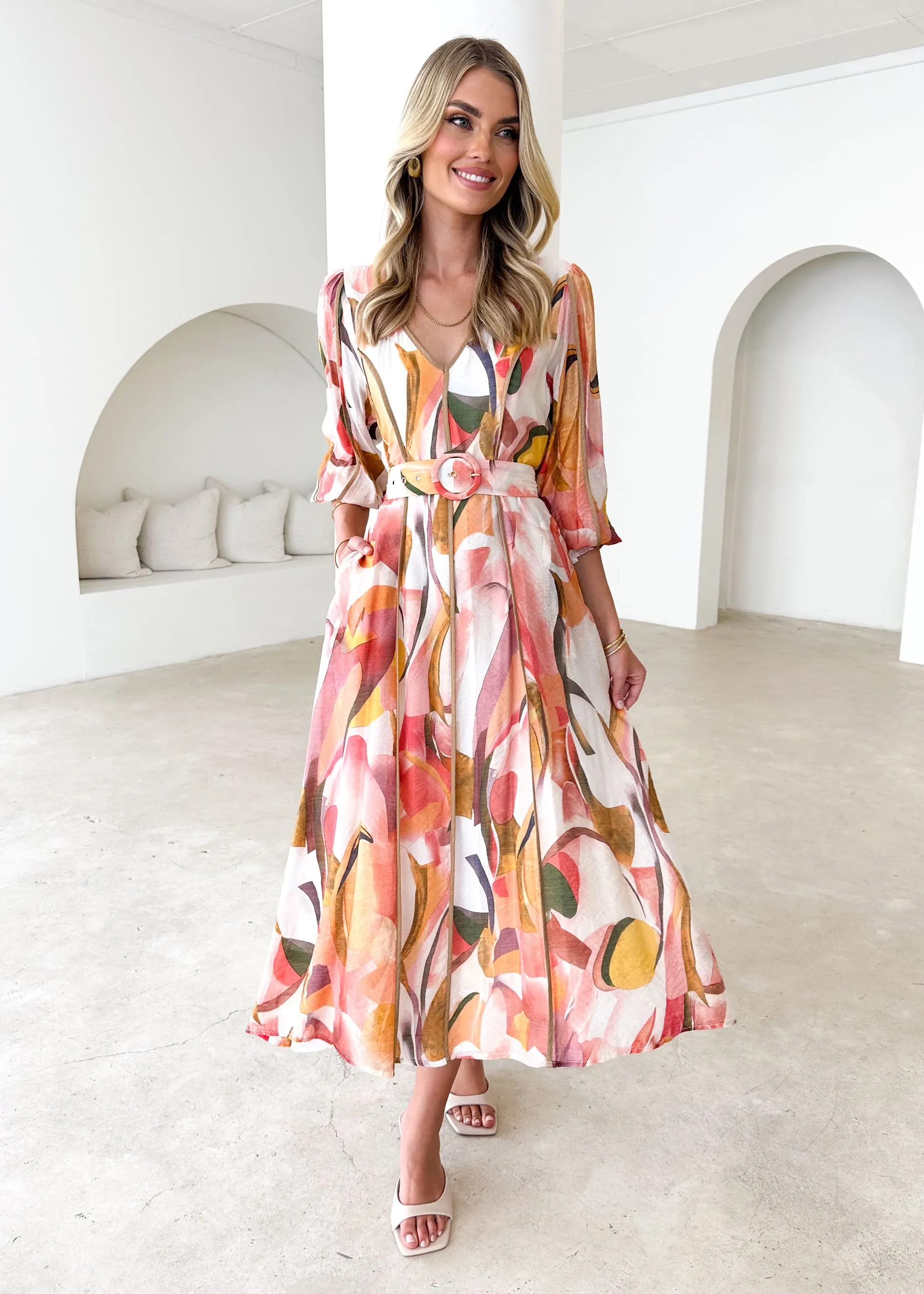 Mimska Midi Dress - Blush Mirage sold by Gingham & Heels