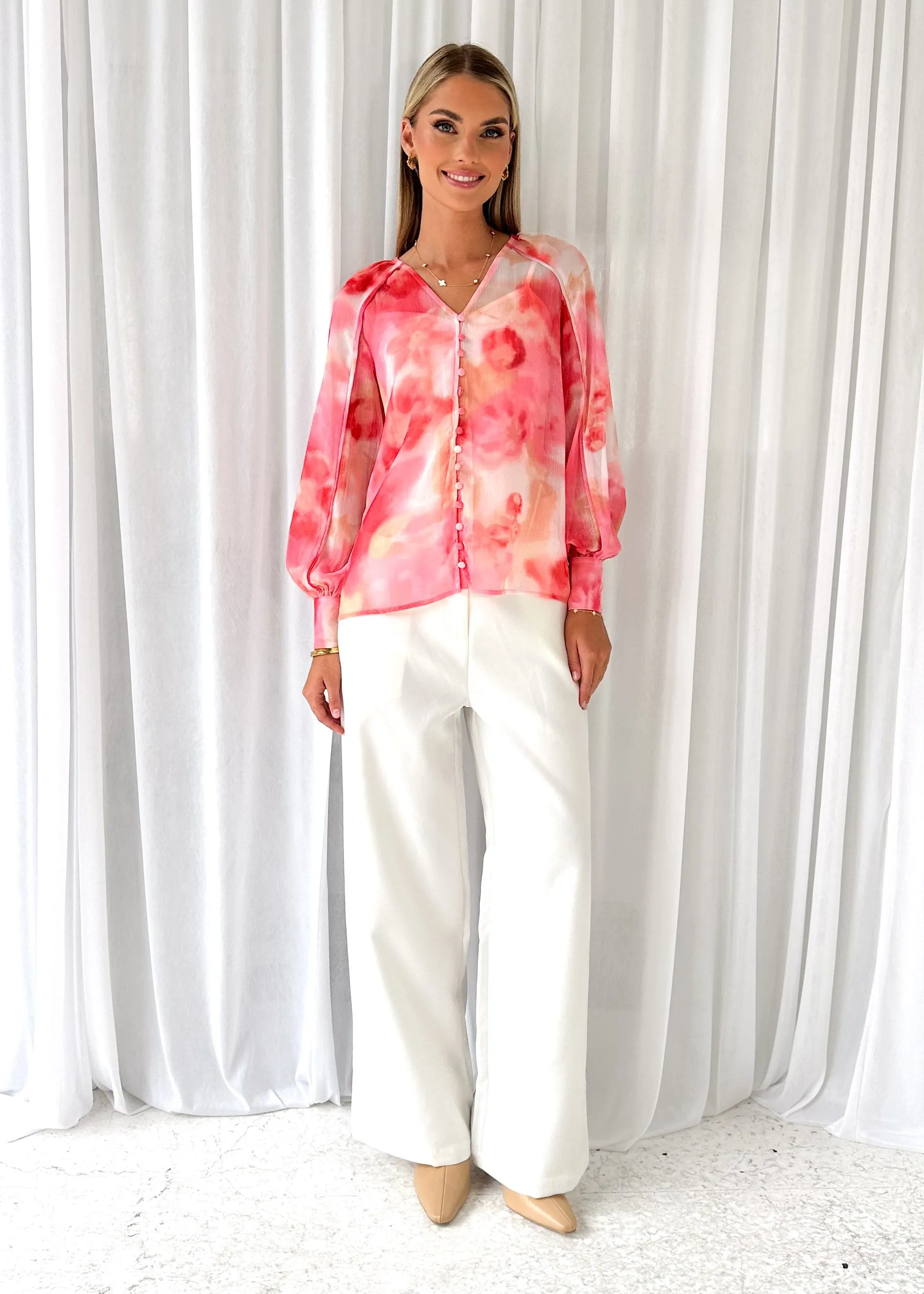 Tillor Blouse - Pink Watercolour sold by Gingham & Heels product image thumbnail 3