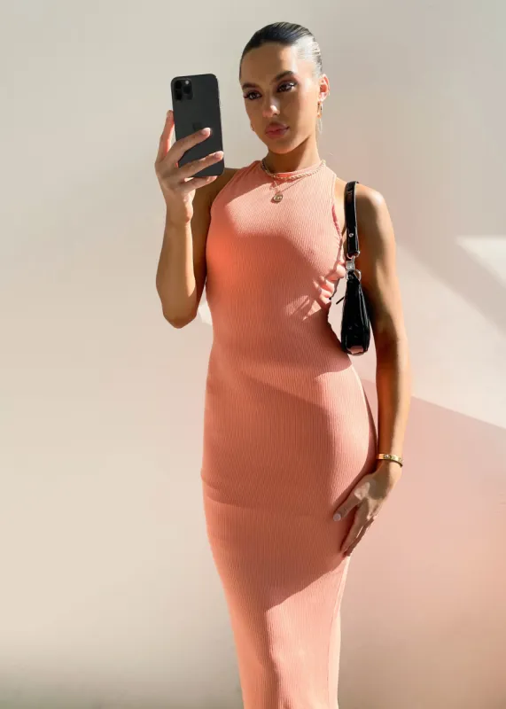 Level Headed Midi Dress - Tangerine sold by Gingham & Heels