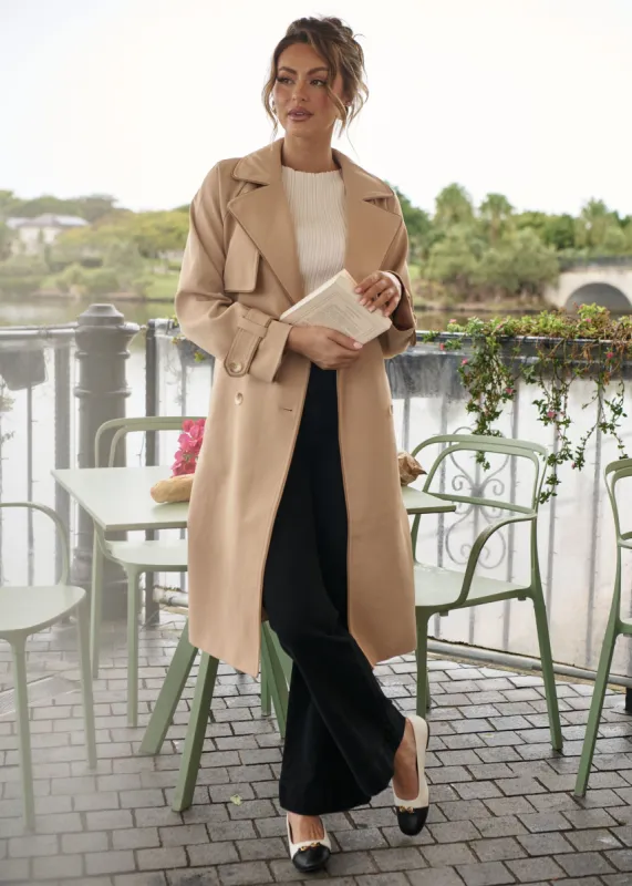 Elyssa Trench Coat - Camel sold by Gingham & Heels