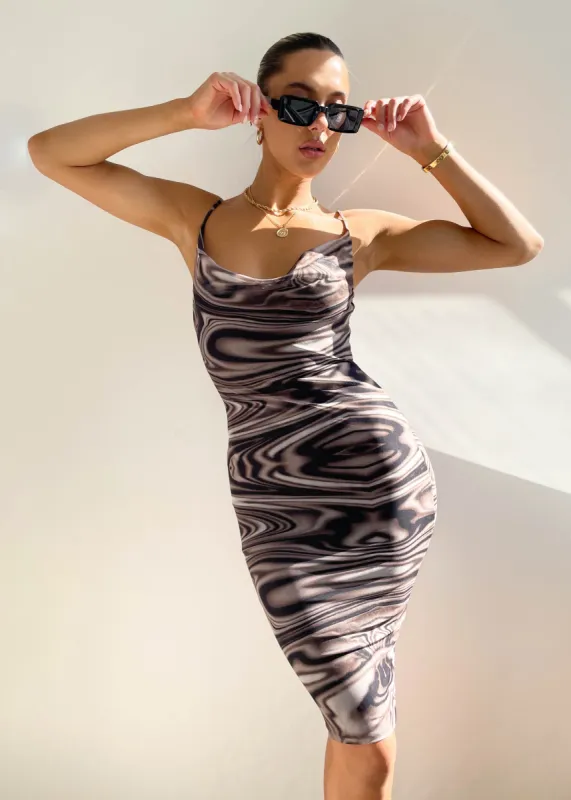 Sight Seeing Midi Dress - Chocolate Haze sold by Gingham & Heels
