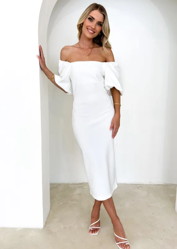 Gemima Midi Dress - Off White sold by Gingham & Heels
