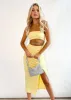 Kartier Strapless Midi Dress - Lemon sold by Gingham & Heels