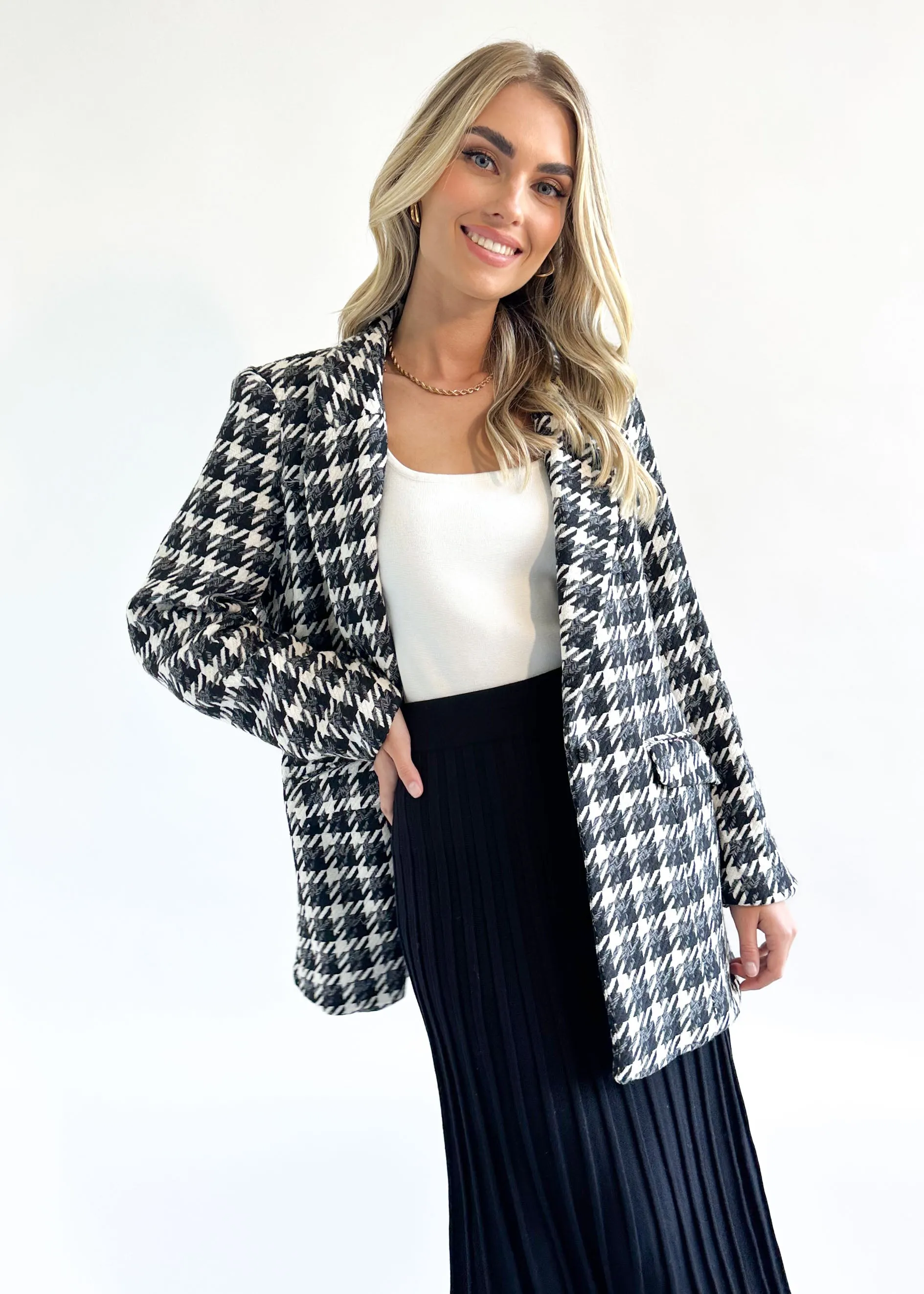 Talavera Blazer - Black Check sold by Gingham & Heels