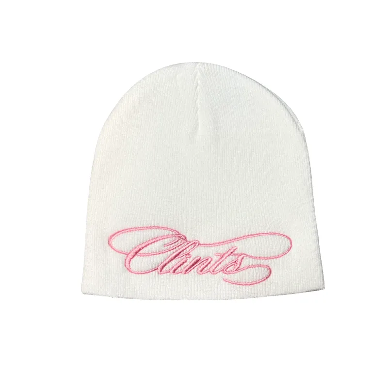 Script Beanie - White/Pink made by Clints