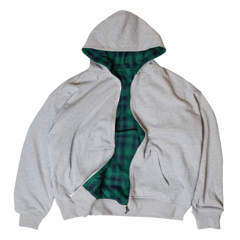 Reversible Plaid hoodie - Grey/Green made by Clints