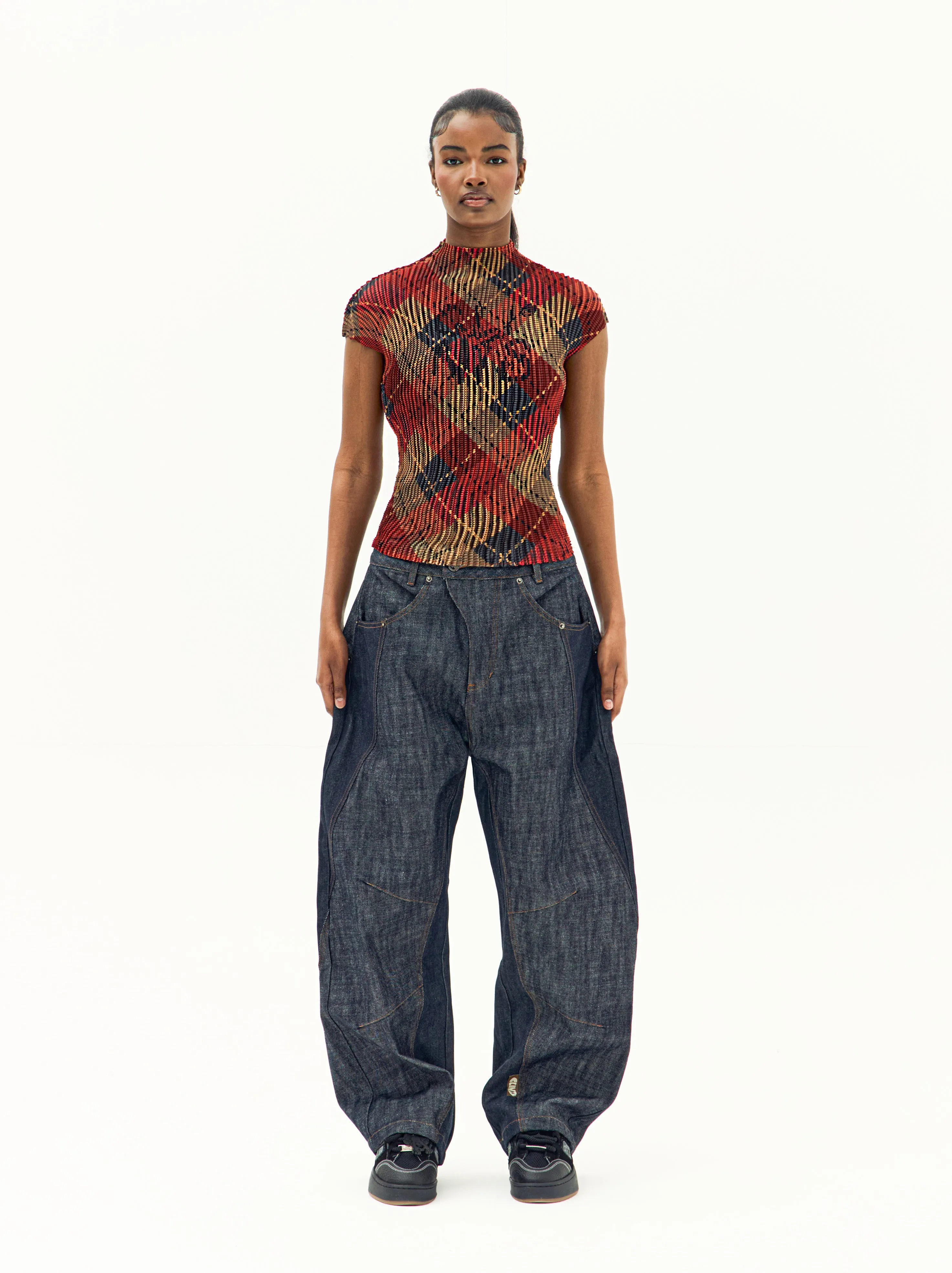 Tartan Pleated Crop Top - Red sold by Clints product image thumbnail 3