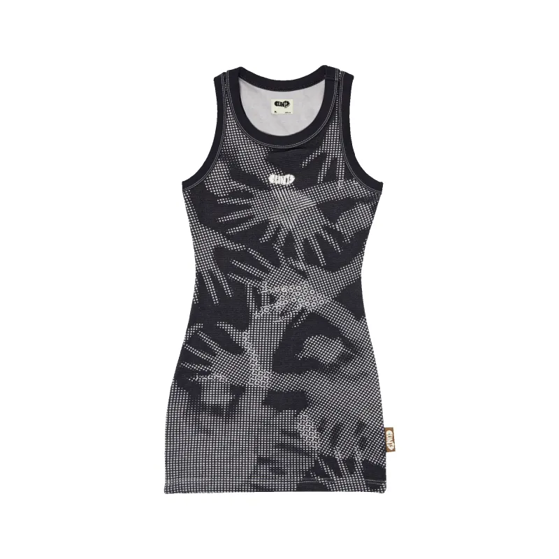 Stencil Tank Mini Dress - Black made by Clints