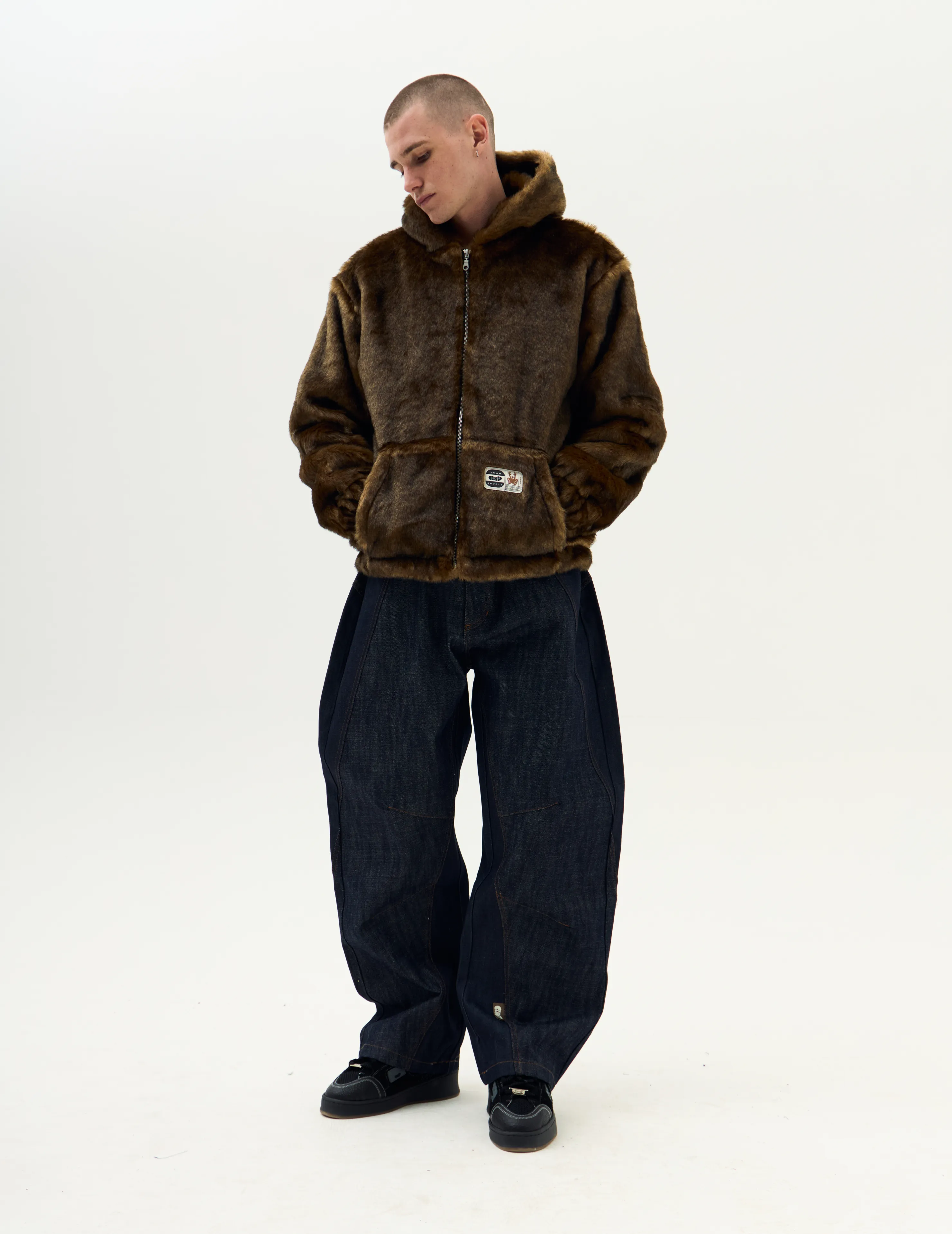 Hooded Faux Fur Jacket - Brown sold by Clints product image thumbnail 3